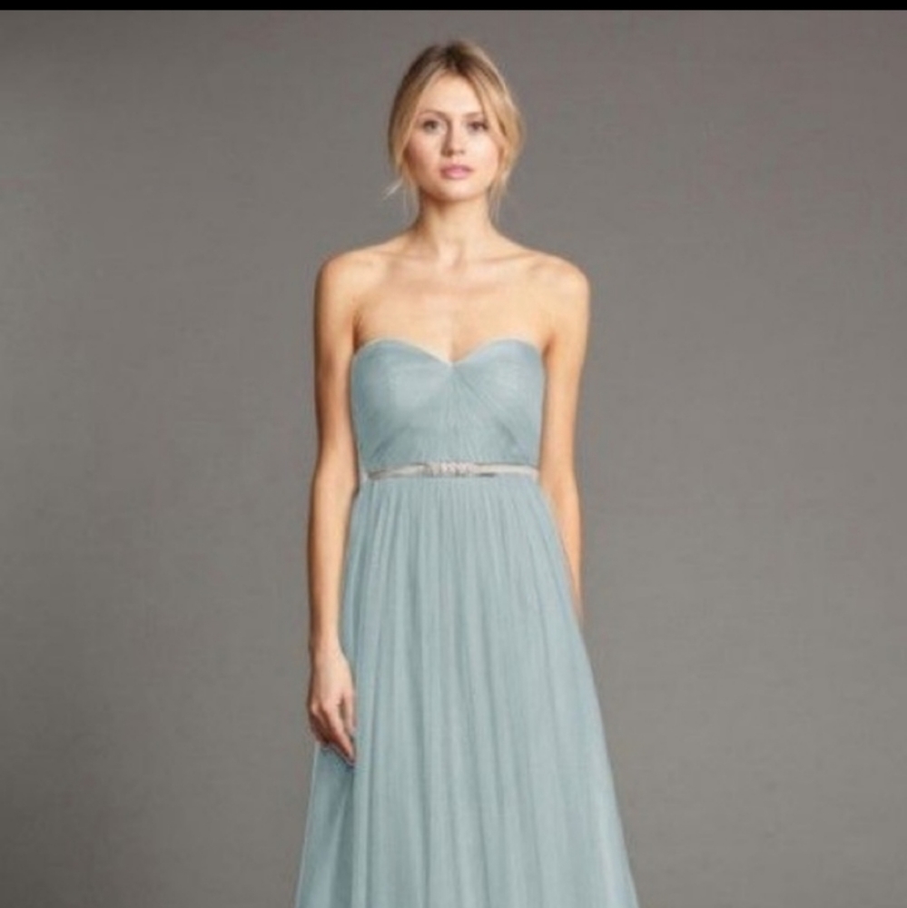 NWT BHLDN Jenny Yoo Ciel Blue Keira Flowy Strapless Convertible Formal Sz 8